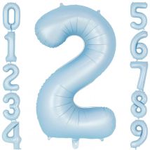 32inch Retro Blue Number Balloons Pastel Blue 0-9 Number Foil Balloons for Birthday Party Baby Shower Anniversary Decoration
