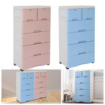 Comò in plastica con cassetto rosa e blu con ruote armadio a torre armadio organizzatore per