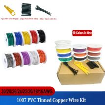 1007 PVC-isoliertes verzinntes Kupferkabel 300 V/80 ° C (10 Farben und Zubehör pro Box) 30awg 28awg 26 24 22 20 18awg 16awg Draht