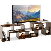Fernsehschrank Holz 3-teilig, Frei Kombinierbar, Fernsehtisch für TVs bis zu 65", Eckregal Ausziehbar, TV Lowboard TV Schrank