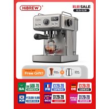 HiBREW 20Bar Semi Automatic Espresso Coffee Machine Temperature Adjustable 58mm Portafilter Cold/Hot Coffee Maker Metal CaseH10A