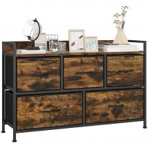 HOMCOM Mueble Organizador con 5 Cajones 98x29x63 cm Marrón Rústico