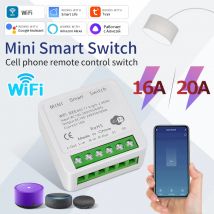 16A 20A Tuya WiFi interruptor inteligente Control bidireccional Mini interruptor inteligente funciona con Smart Life Alexa Google Home Alice