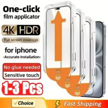 1-3 piezas 8K vidrio templado de alta gama para iPhone 15 14 13 12 11 Pro Max XS MAX 15 16 Protector de pantalla con cubierta de montaje de alineación
