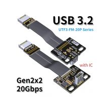 Shielded 20G USB 3.2 Gen 2 Type C to Type E Male Female 20P Flat Cable w IC Full Speed for ITX/ATX Mainboard A4 PC Host Extender
