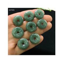 Genuine Natural Jade A Green Gemstone Pendant 15-18mm Necklace Round Donut Emerald Women Men Barrel Stone Jade Accessories DIY