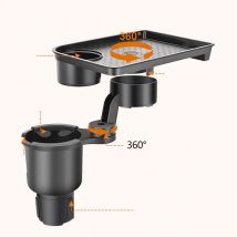Doppelter Getränkehalter-Expander, verstellbar für 360° ° Rotierender multifunktionaler Getränkehalter für Autositze, Snack-Tablett, Getränkehalter