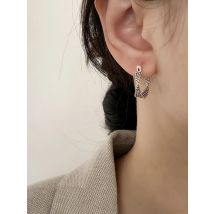 VENTFILLE Vintage Punk 925 Stamp Earrings for Women Girl Creative Twist Winding Geometric Handmade Party Silver Color Jewelry