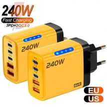 Caricatore USB C PD a 5 porte Carica rapida 3.0 Tipo C Caricabatterie per telefono USB Adattatore di ricarica rapida per iPhone17 16 15 Samsung Xiaomi Huaw
