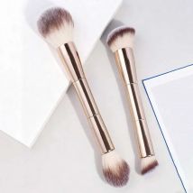 2-teiliges professionelles Doppelkopf-Gesichts-Make-up-Pinsel-Set, Puderpinsel, Rougepinsel, Make-up-Werkzeuge mit weicher Faser zum einfachen Tragen, Brus