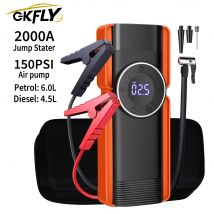 GKFLY 16000mAh Avviatore di emergenza per auto 2000A 12V Uscita Caricatore di avviamento di emergenza portatile per dispositivo di avviamento batteria booster per auto