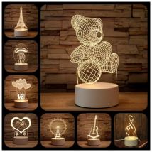 1pc USB Betrieben Nachtlicht Kreative 3D Acryl Schlafzimmer Nacht LED Tisch Lampe Ornamente Weihnachten Urlaub Geburtstag Event Geschenk