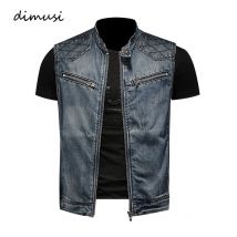 DIMUSI Mens Denim Gilet Vintage Fashion Design Retor Giacche senza maniche Uomo Streetwear Foro strappato Punk Jean Gilet Abbigliamento