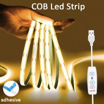 COB-LED-Streifenlichter, USB, 5 V, LED-Leuchten mit 3-Tasten-Dimmerschalter für Zuhause, Schrank, Schminktisch, TV-Spiegel, Hintergrundbeleuchtung