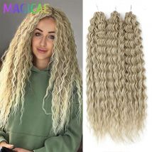 Ariel 3 Stück 300 Gramm Häkelzöpfe 24 Zoll Klavierblond Line47 Deep Wave Twist Flechten Lockiges Ombre Grau Hitzebeständiges Synthetik