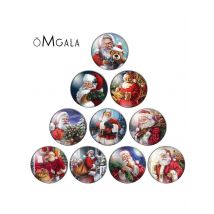 Merry Christmas Santa Claus gift  Patterns 8mm/10mm/12mm/18mm/20mm Round photo glass cabochon demo flat back Making findings
