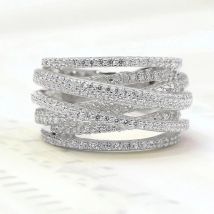 Luxuriöse Damenringe aus 925er-Sterlingsilber, mehrschichtiger Kreuzring für Frauen, Mikro-Intarsien, Zirkon, Versprechen, Liebe, Verlobungsschmuck