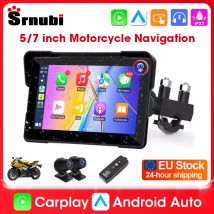 Srnubi Navigazione GPS per moto portatile Carplay wireless impermeabile Schermo da 5/7 "Monitor Bluetooth per auto Android per moto DVR