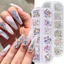 2 Boxen ab Kristall Strass Nagel Dekoration Teile glänzende Diamant gemischt geformte Edelsteine Schmuck Flatback Charms Zubehör Zubehör