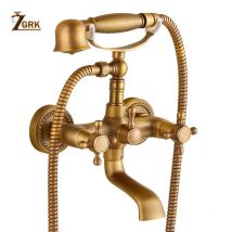 ZGRK Vasca Da Bagno Rubinetti In Ottone Bagno Rubinetto Miscelatore A Parete Montato Vasca Da Bagno Rubinetto con Doccia A Mano Bronzo Antico Bagno Doccia Set