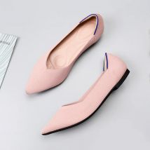 Atmungsaktive Polyester Schuhe Frauen Frühling Wohnungen spitzen Zehen Ballerinas Damen Stretch gestrickte Slipper täglich lässig flache Schuhe