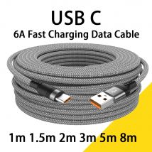 Kabel USB typu C 6A Super- Charging do Huawei USB C Extended 1m 2m 3m 5m 8-metrowy kabel do Xiaomi Vivo Leeco OnePlus Oppo