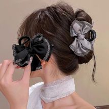 AWAYTR Haarklammer mit Schleife, große Hai-Klaue, Haarspangen, solide Schleife, Haarnadel, Haarspangen für Pferdeschwanz, Damen-Haar-Accessoires