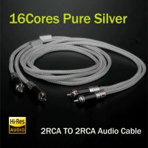 Pair pure sterling Silver 2Rca cable 16Cores RCA signal line Amplifier CD decoder non-magnetic RCA Audiophile for CD Player