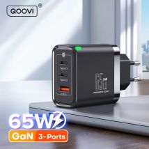 QOOVI GaN 65W Caricatore USB Tipo C Ricarica rapida Adattatore per ricarica rapida 4.0 Caricatore USB-C PD per iPhone Samsung Xiaomi MacBook iPad