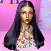 Doppelt gezogene, leimlose Perücke, vorgezupftes Echthaar, bereit zum Tragen, 250 % Dichte, knochengerade, 13 x 6 HD-transparente Lace-Frontal-Perücke