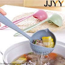JJYY 2 w 1 łyżka kuchenna łyżka długi uchwyt plastikowy durszlak filtr stołowy gorący kociołek łyżka