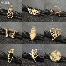 5 stücke Edelstahl Musik instrument bezaubert lustige Musik Akkordeon Gitarre Anhänger passen DIY Schmuck machen handgemachte Accessoires