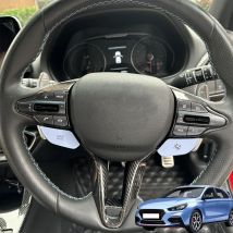 Für Hyundai i30 N Real Carbon Fiber Lenkrad Taste Rahmen Kinn Abdeckung Trim Innen Form