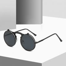 Alt Metall Steampunk Flip Sonnenbrille Flip Männer und Frauen Mode Runde Rahmen