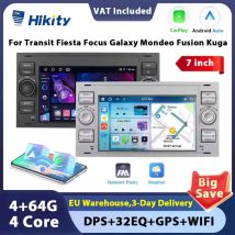Hikity-Radio estéreo con GPS para coche, reproductor con Android, Carplay, 7 pulgadas, para Ford Focus Transit Fiesta Galaxy Mondeo Fusion Kuga c-max