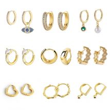 ENSHIR Fashion Gold Plated Silver Color Hoop Earrings For Women Exquisite Geometric Piercing Earrings Wedding Party Jewelry