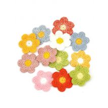 35Pcs 3.5cm Woolen Yarn Embroidery Flowers Patches Sew-on Appliques For Crafts Headwear Accessories DIY Hair Clip Decor Supplies