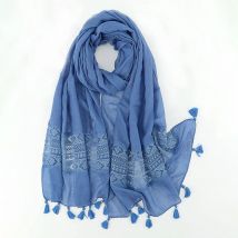 Herbst Modemarke böhmische ethnische Blumen Quaste Viskose Schal Schal Dame weiche Pashmina Hijabs und Wraps Bufandas muslimischen Sjaal