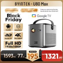 BYINTEK U80 Max proyector 3D 4K cine Android 11,0 WiFi Mini portátil 1080P proyector de vídeo DLP de cine en casa con batería