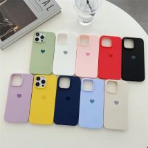 Einfache Candy Farbe Liebe Herz Telefon Fall Für iPhone 16e 15 11 12 13 mini 14 Pro Max XS X XR Plus Silikon Weiche Stoßfest Abdeckung