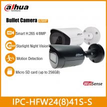 Dahua IPC-HFW2441S-S 4MP IPC-HFW2841S-S 4K 8MP IR Bullet WizSense Network Telecamera IP di sicurezza PoE esterna Microfono incorporato SMD Plus