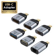 USB C To DP/Mini DP/VGA/RJ45/HDMI-compatible Adapter USB Type C 8K/4K/1080P Video 1000Mbps Lan Ethernet Converter for Macbook