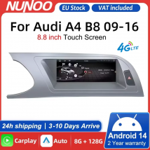 Bezprzewodowy Carplay Android 14 Radio Samochodowe z Ekranem Dotykowym, Odtwarzacz Multimedialny, Stereo, Nawigacja GPS do Audi A4 B8 2008-2016