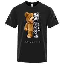 Divertente Ted Bear Robot Tshirt Orso robotico da uomo Manica corta Moda Abbigliamento casual