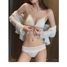 BANERDANNI Pure Desire Lolita sexy sexy BH mit Knöpfen vorne, sexy Spitze, französische Dreiecksschale, dünner Riemen, rückenfreier BU-Unterwäsche-Stil