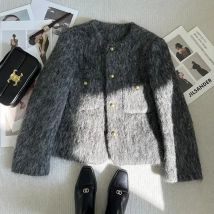 Koreanische Faux Pelz Abgeschnitten Jacke für Frauen Herbst Elegante Einreiher Casual Mäntel Weibliche Winter Koreanische Dicke Warme Unten jacke