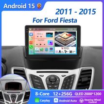 Plug and Play Android 15 Carplay Auto Qualcomm Screen Car Radio Player For Ford Fiesta 2011-2015 GPS DSP Stereo BT Navigation 4G