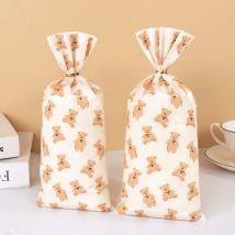 30/50pcs Teddy Bear Candy Gift Bag Plastic Cookie Dessert Packaging Bags Kids Birthday Party Decoration Supplies Baby Shower