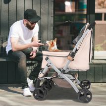 Faltbarer Katzen- und Hunde-Kinderwagen, abnehmbar, einfach zu montieren, Haustier-Reisetrage mit Stoßdämpfung, zusammenklappbar, schmutzabweisend