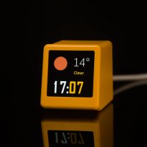 GeekMagic Ultra inteligente WiFi estación de pronóstico del tiempo reloj de cama para decoración de escritorio, álbum de fotos con animación Gif